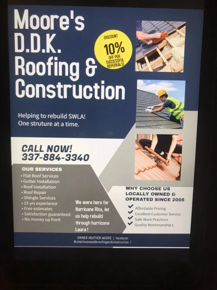 Slide of Moore's DDK Roofing & Construction