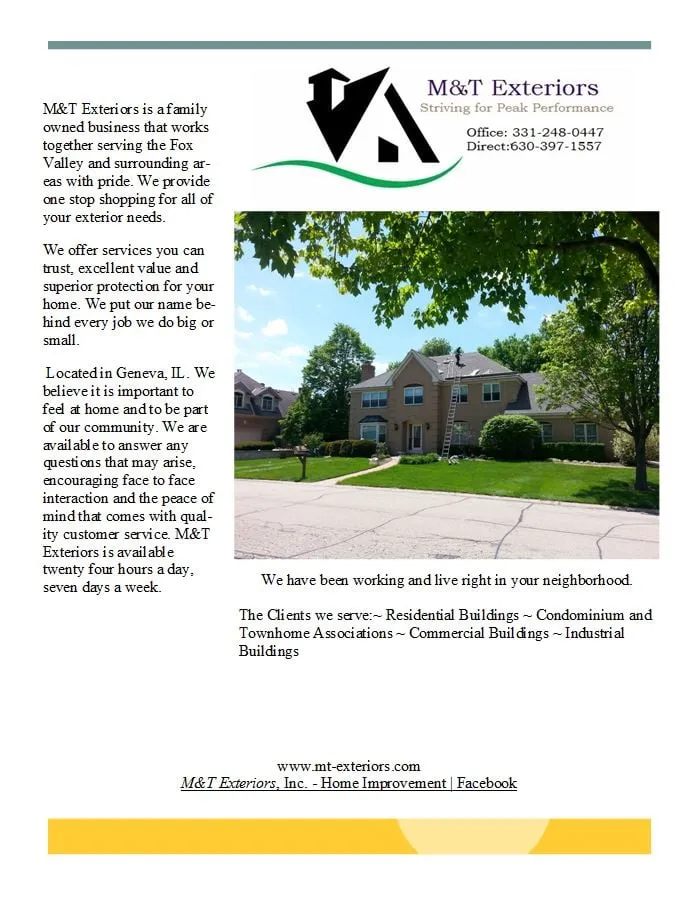 Slide of M&T Exteriors, Inc