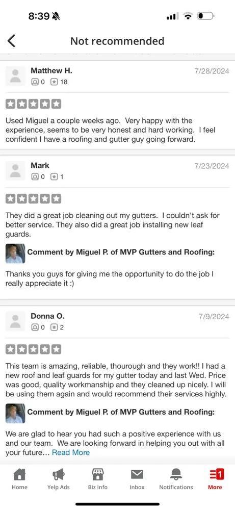 Slide of MVP Gutters and Roofing