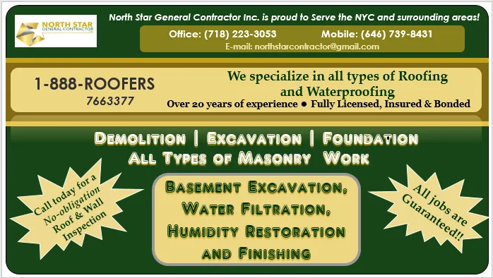 Expert roof leak repair for homes in Elmhurst, NY by North Star General Contractor