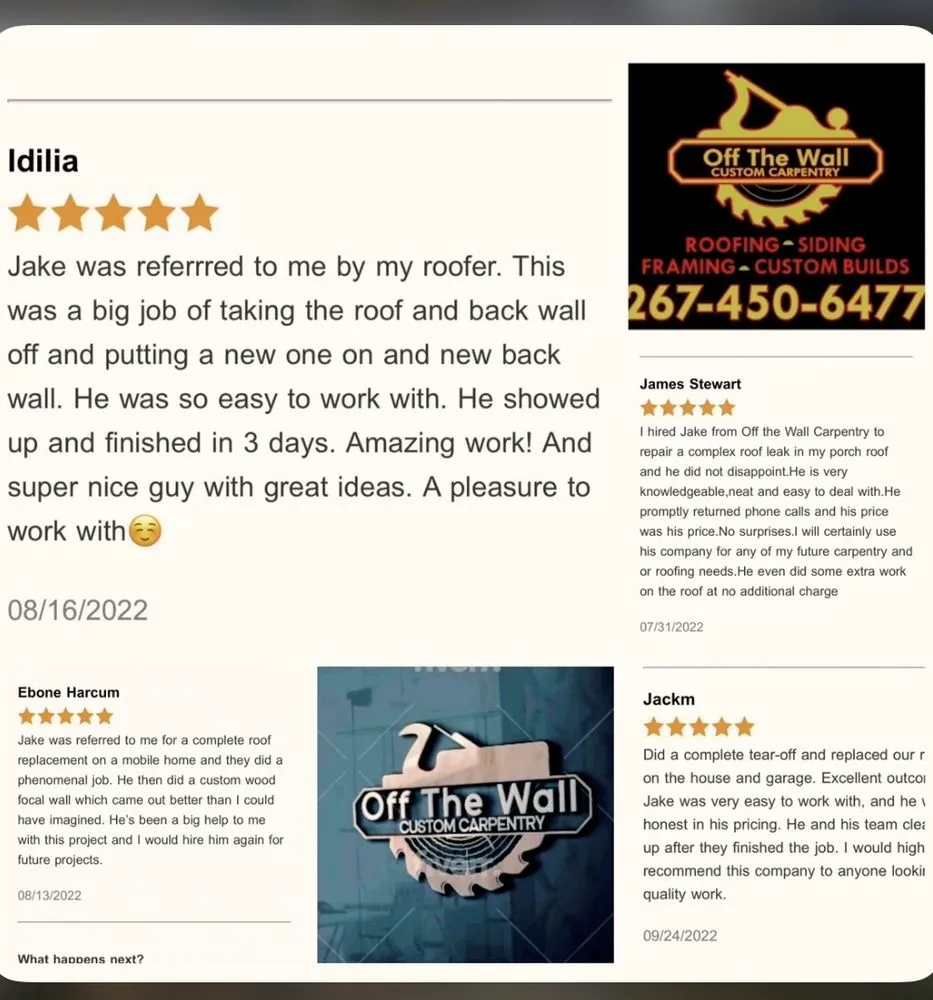 Slide of Off the Wall Custom Carpentry