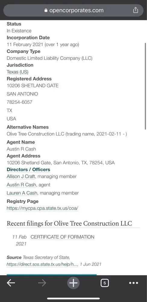 Slide of Olive Tree Construction