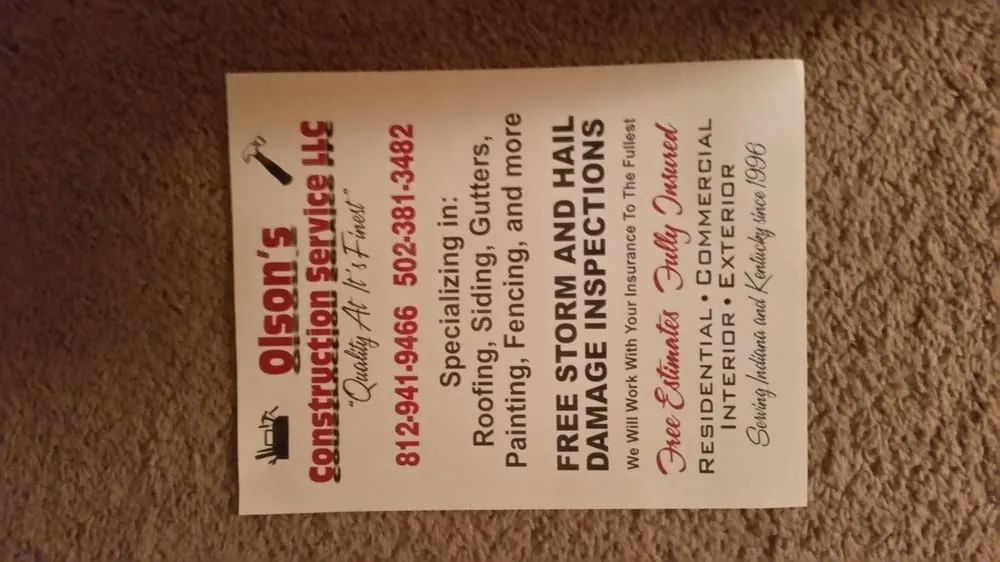 Slide of Olson's Construction Services