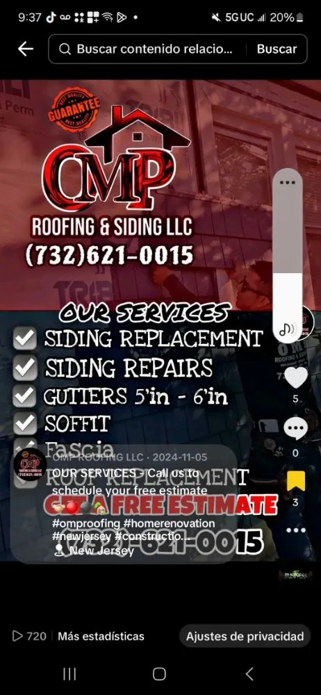 Slide of OMP Roofing and Siding