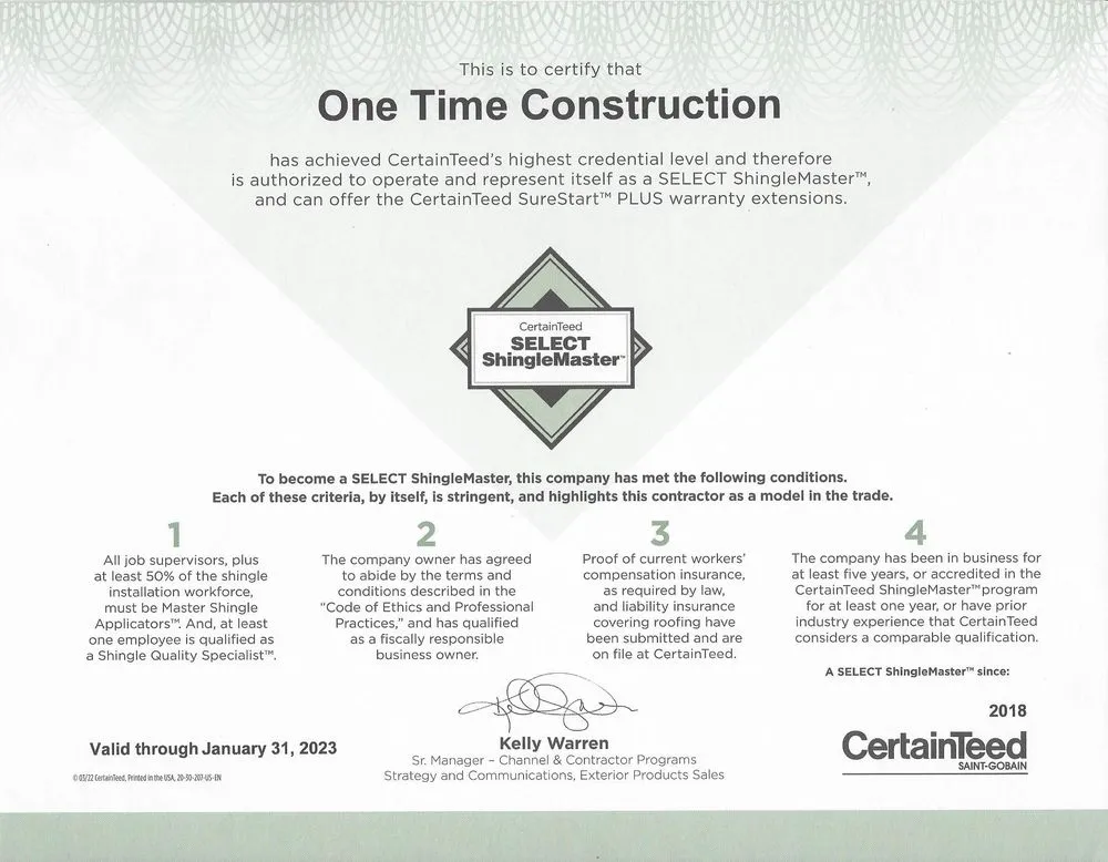 Slide of One Time Construction