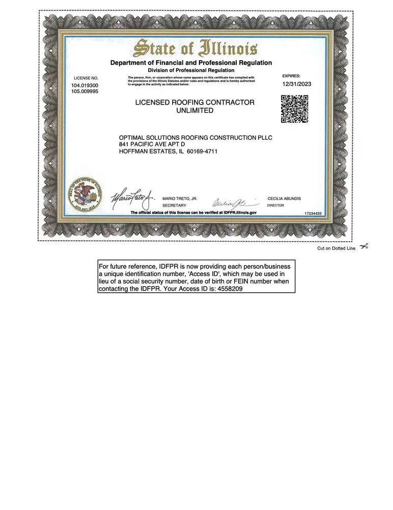 Slide of Optimal Solutions Roofing Construction