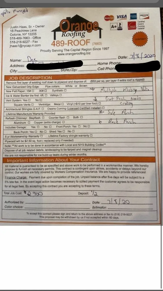 Slide of Orange Roofing