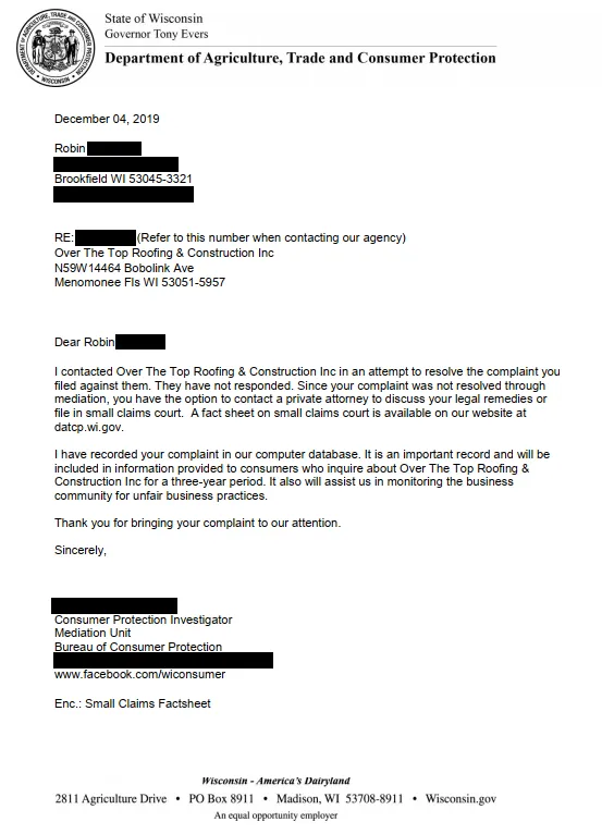 Slide of Over The Top Roofing and Construction