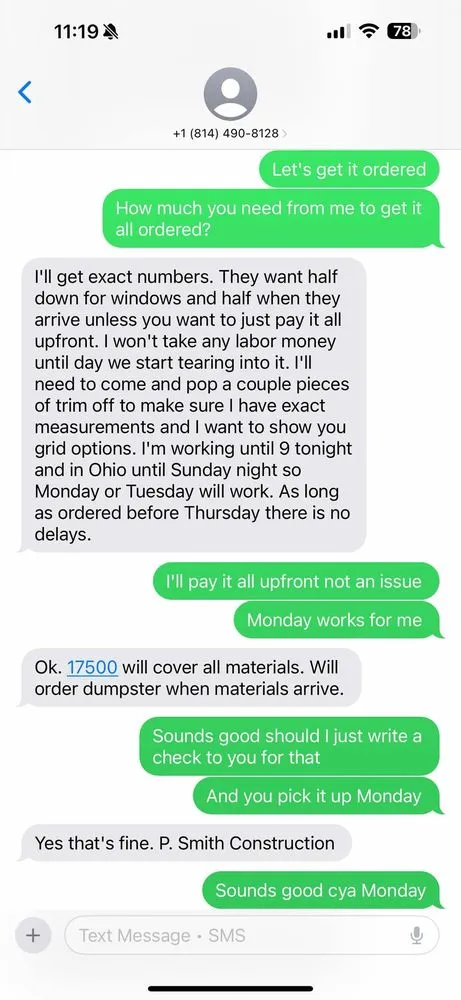 Slide of P. Smith Construction