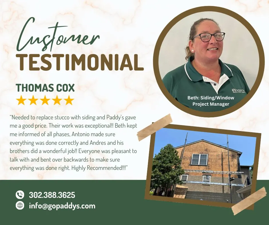 Slide of Paddy's Roofing, Siding, and Chimneys