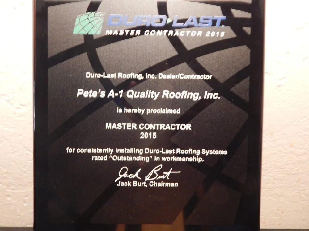 Slide of Pete's A1 Quality Roofing