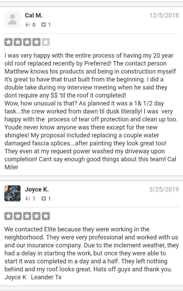 Slide of Preferred Elite Construction