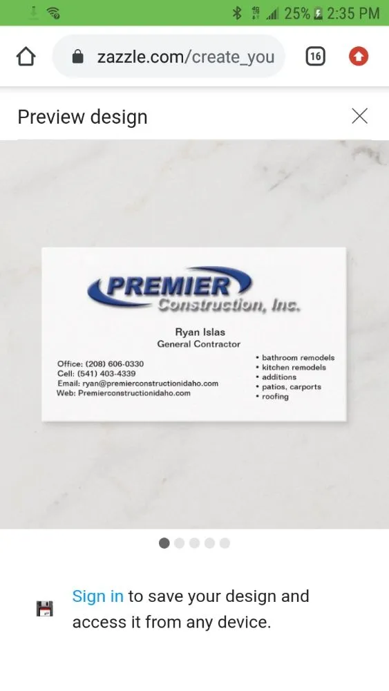 Slide of Premier Construction
