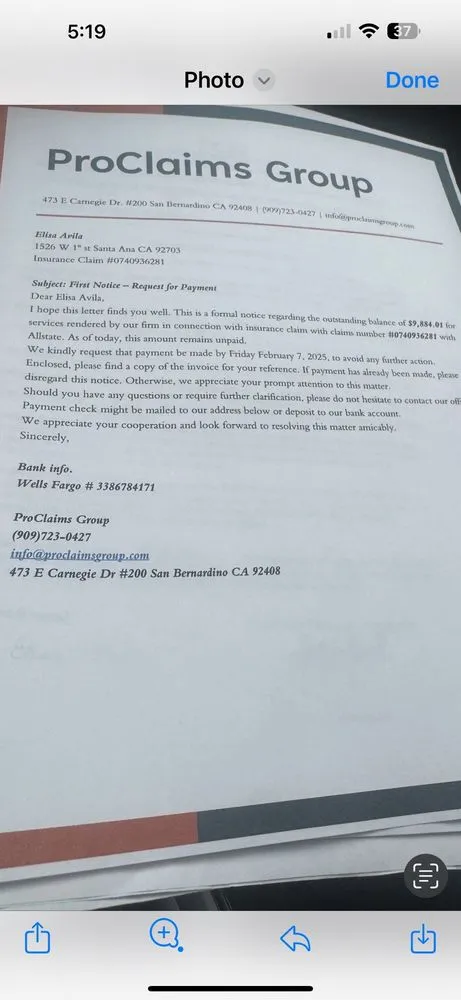 Slide of Pro Claims Group