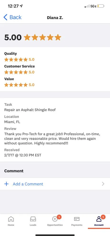 Slide of Pro-Tech Roofing Contractor