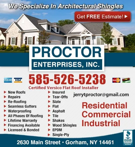 Emergency metal roofing installation in Stanley, NY - Proctor Enterprises