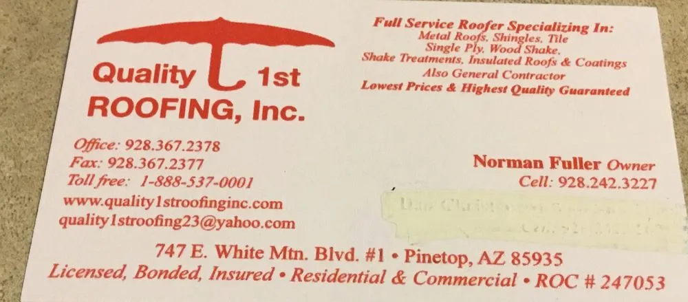 Trusted roof repair after storm damage across Pinetop, AZ - Quality 1st Custom Builders