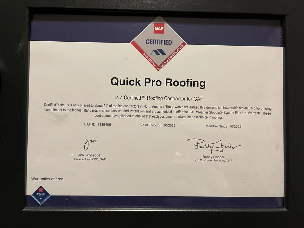 Slide of Quick Pro Roofing