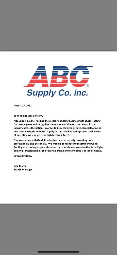 Slide of Quick Roofing