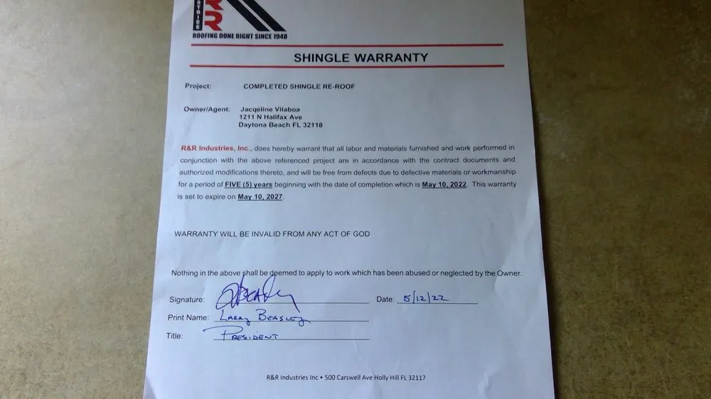 Slide of R & R Industries