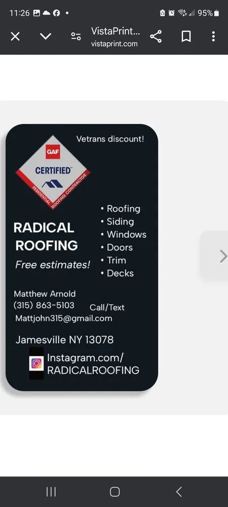 Licensed roof inspection with free inspection in Jamesville, NY by Radical Roofing