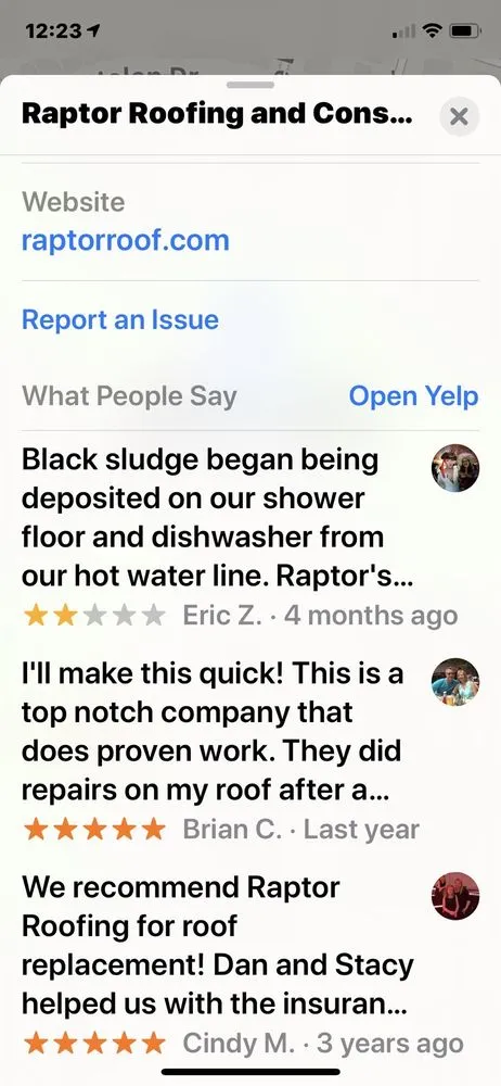 Slide of Raptor Roofing and Construction