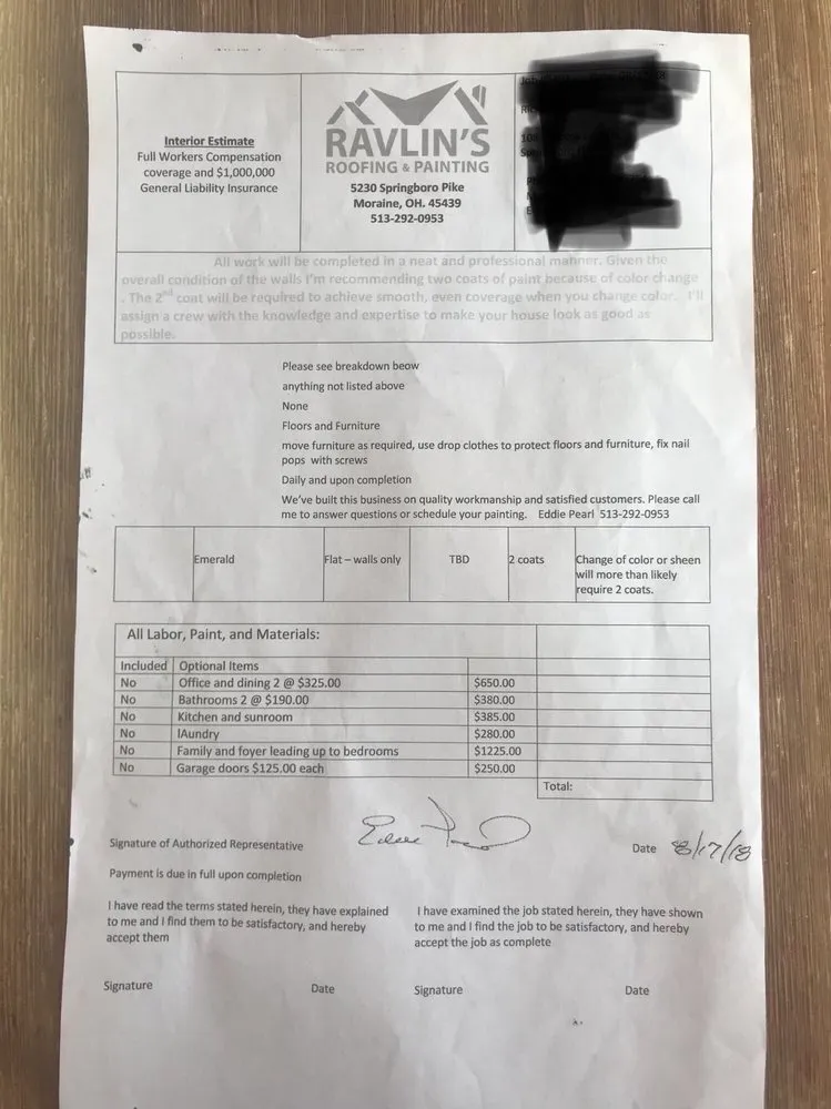 Slide of Ravlin's Roofing