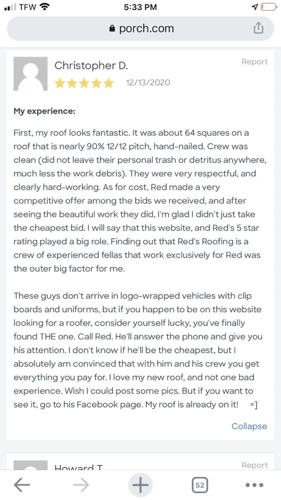 Slide of Red's Roofing & Construction