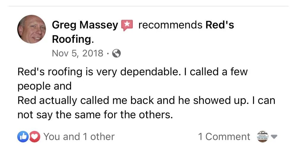 Slide of Red's Roofing & Construction