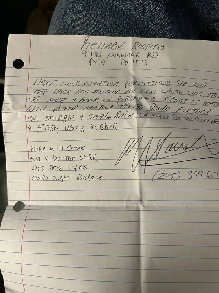 Slide of Reliable Roofing