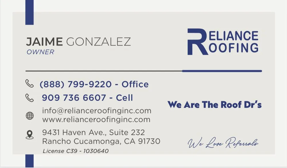 Slide of Reliance Roofing