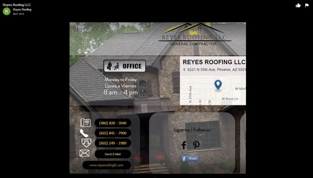 Slide of Reyes Roofing