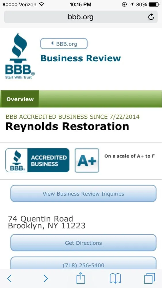 Slide of Reynolds Restoration