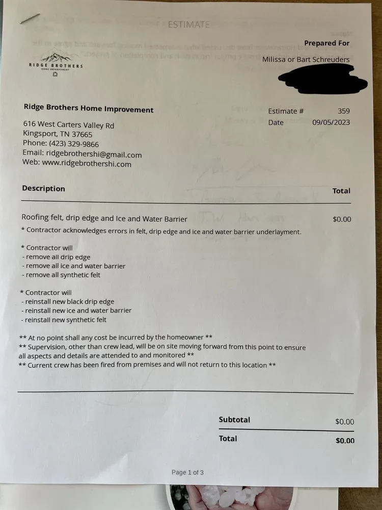 Slide of Ridge Brothers Home Improvement