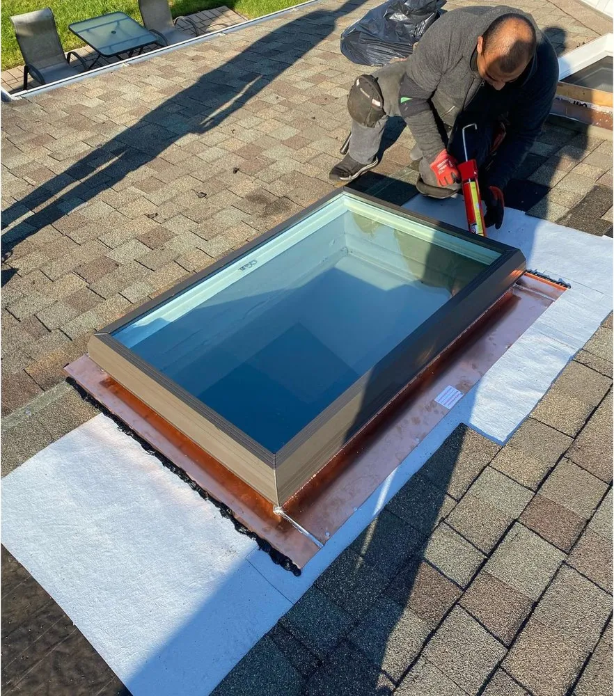 Slide of Right service skylight repair and roof repair