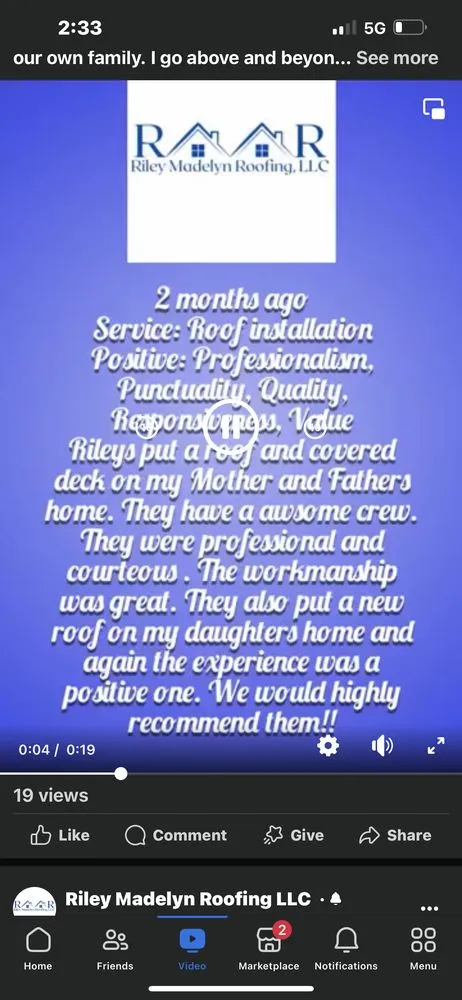 Slide of Riley Madelyn Roofing