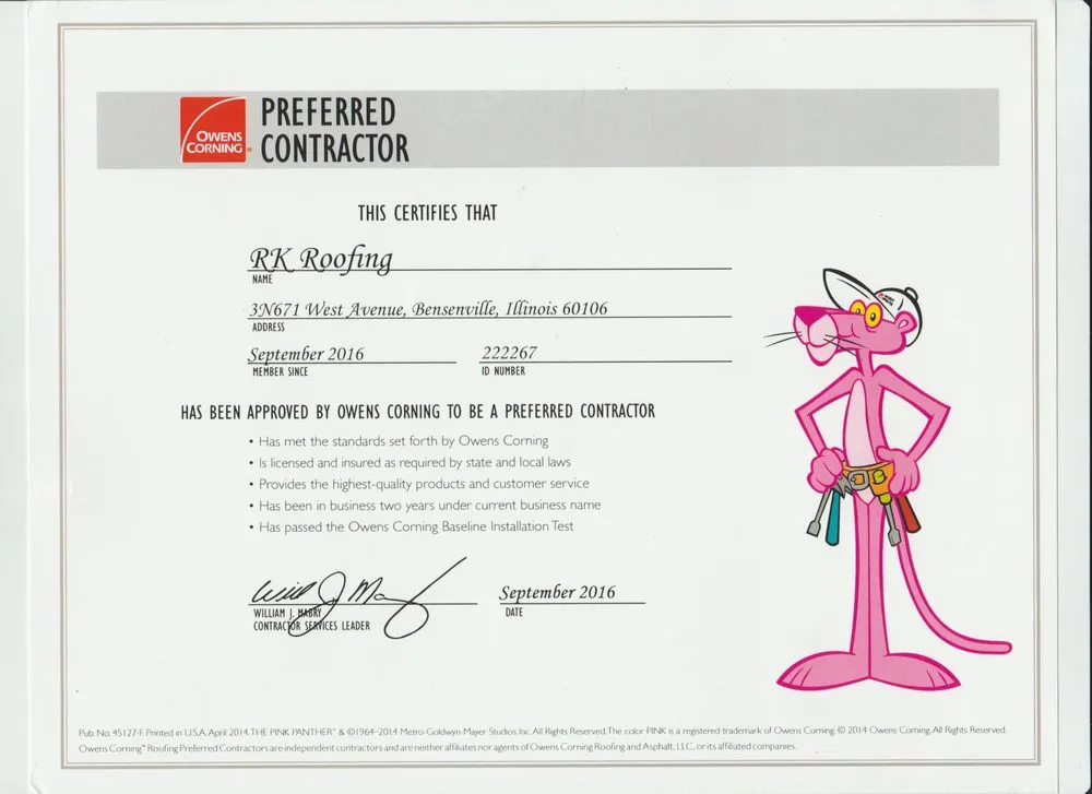 Slide of R.K. Roofing