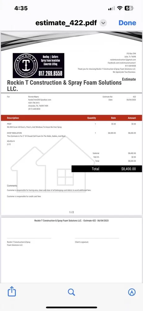 Slide of Rockin T Construction & Roofing