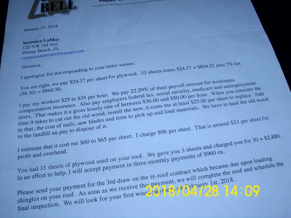 Slide of Ron Bell Roofing