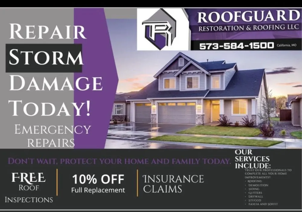 Professional storm damage roof repair in Centertown, MO by RoofGuard