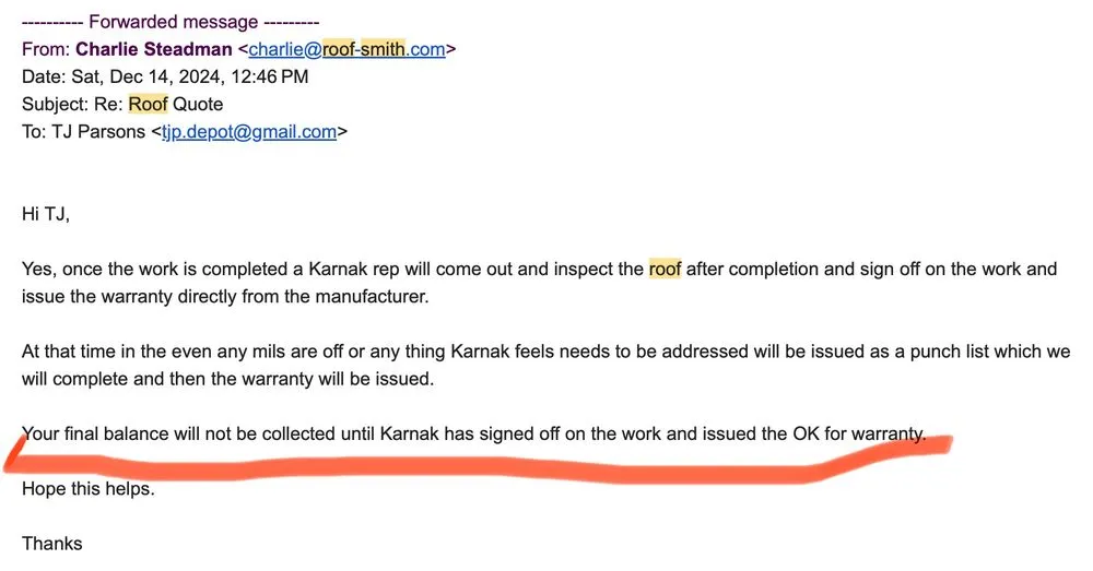 Slide of Roofsmith Restoration