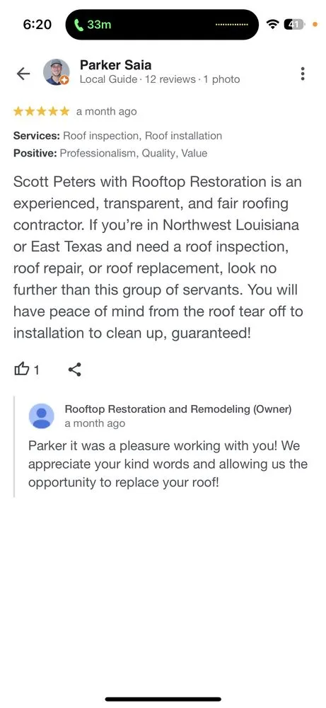 Slide of Rooftop Restoration