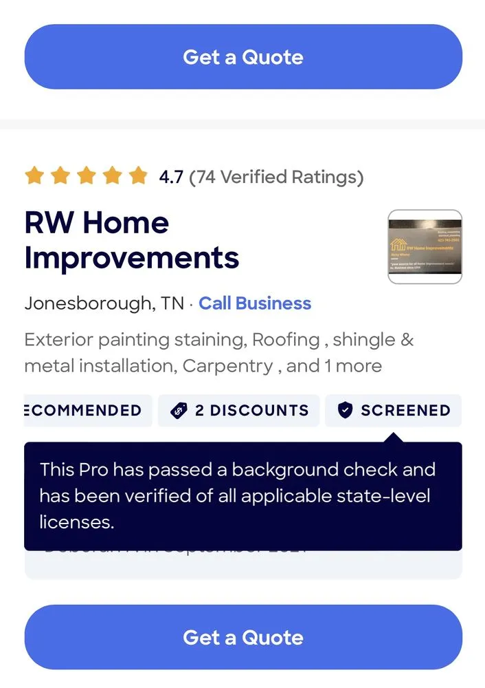 Slide of RW Home Improvements
