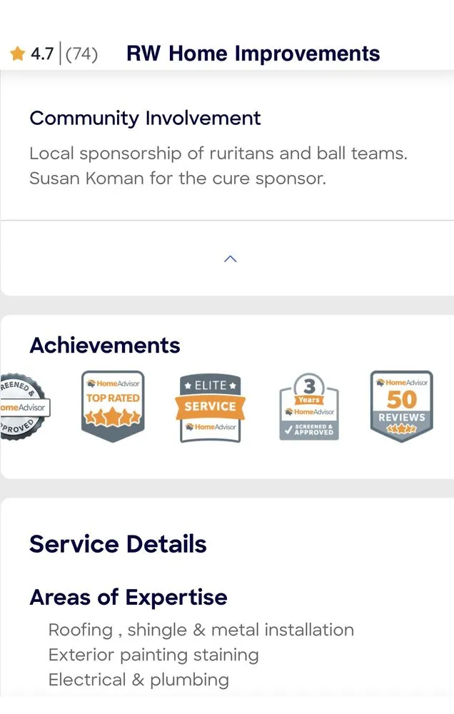 Slide of RW Home Improvements