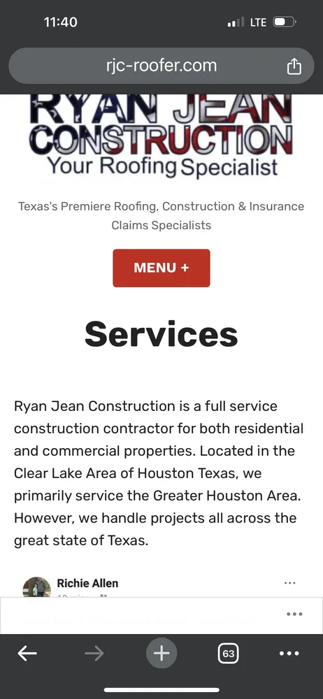 Slide of Ryan Jean Construction