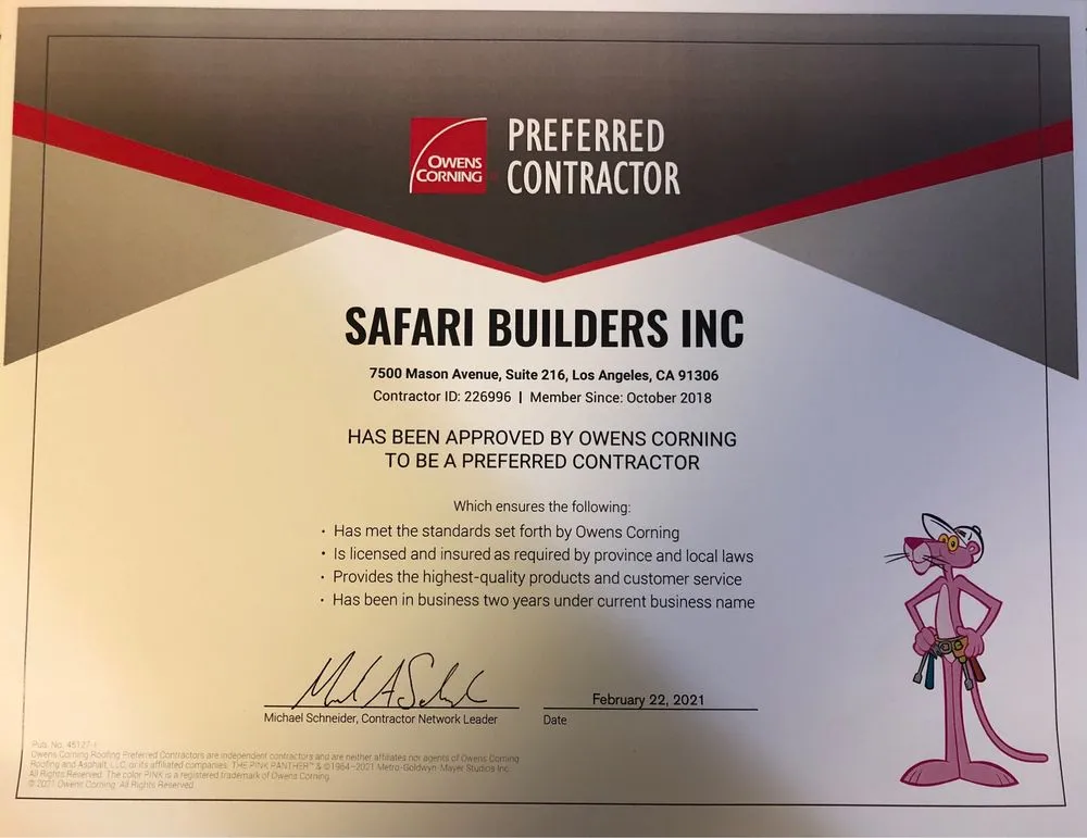 Slide of Safari Roofing and Remodeling