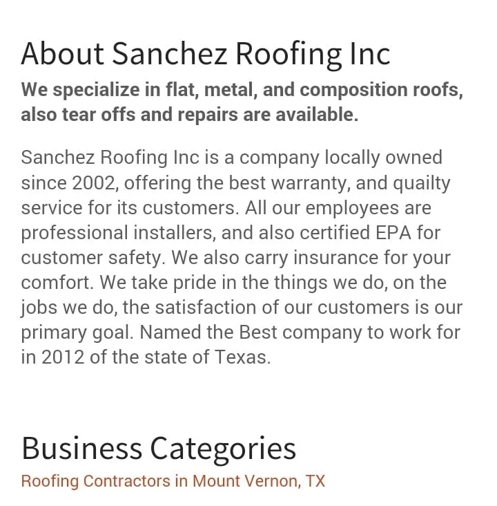 Slide of Sanchez Roofing