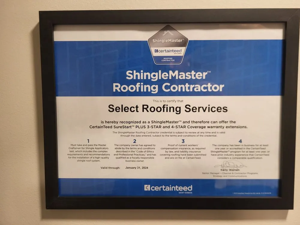Slide of Select Roofing Services