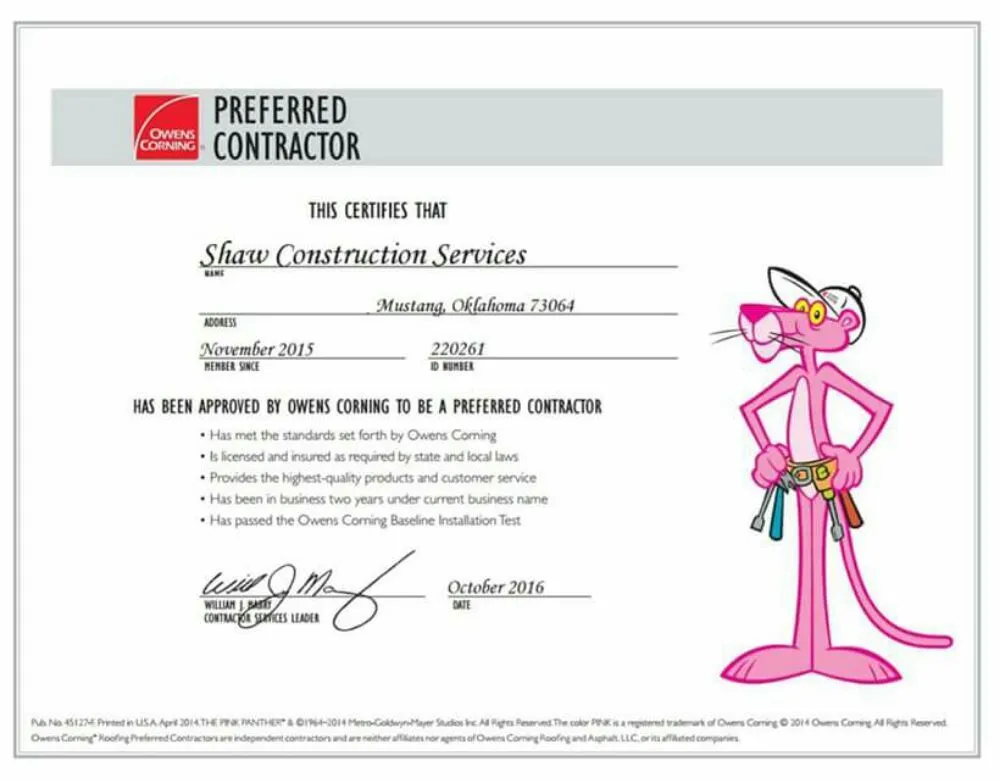 Slide of Shaw Construction Services