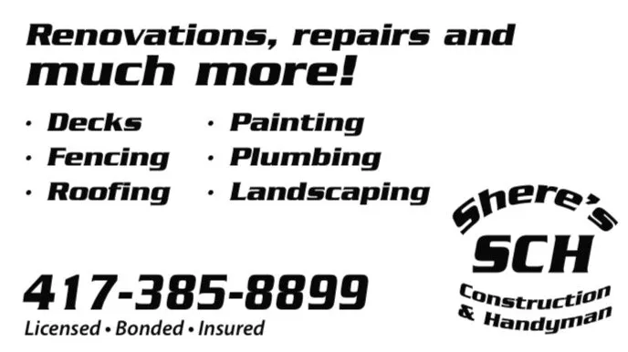 Slide of Shere's construction and handyman